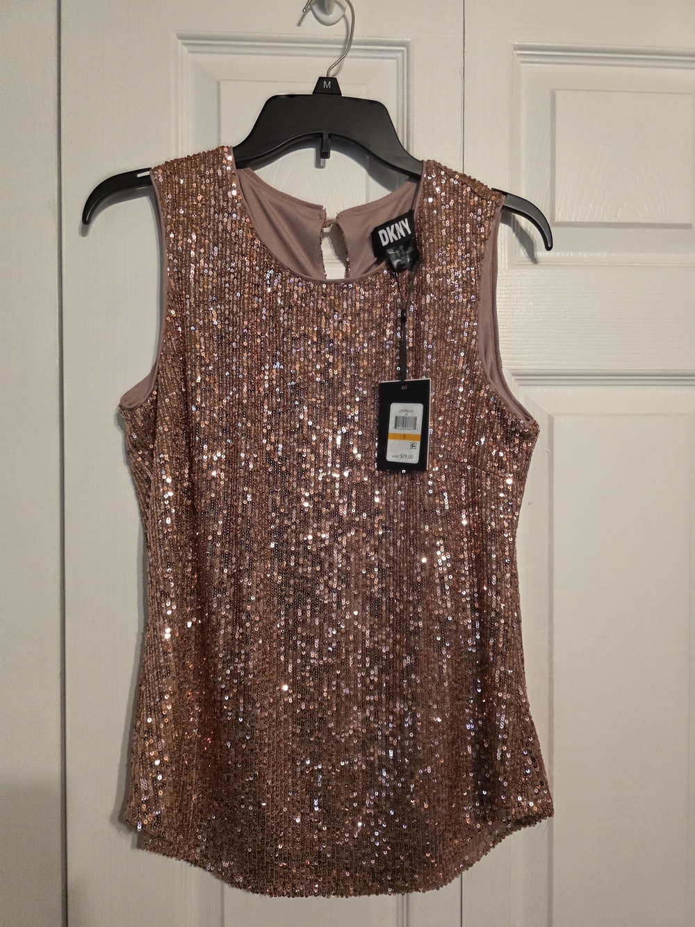 DKNY Rose Gold Sequin Sleeveless Top